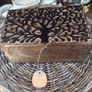 Wooden Box with Tree Design